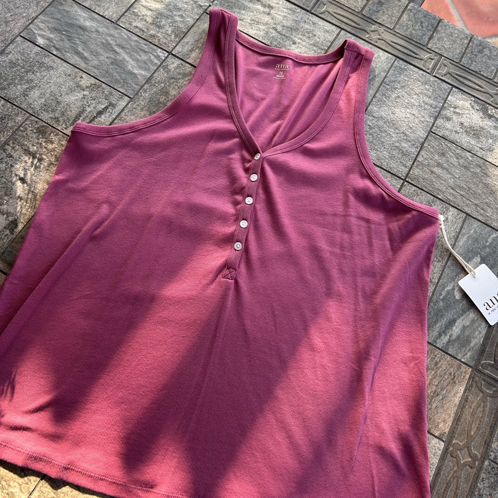 NWT A New Approach Ribbed Henley Tank - Picture 2 of 6